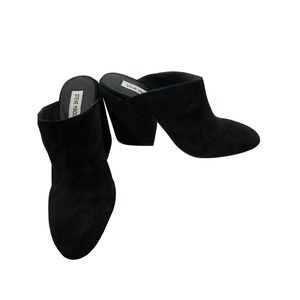 Steve Madden Black Suede Heeled Mules Sz 8.5